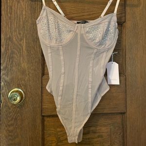 Jeweled Bustier bodysuit - dusty rose/blush